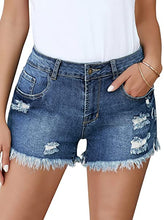 Vetinee Women's Casual High Rise Denim Shorts Frayed Raw Hem Ripped Jean Shorts