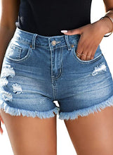 Vetinee Women's Mid Rise Frayed Raw Hem Ripped Destroyed Denim Shorts Jeans