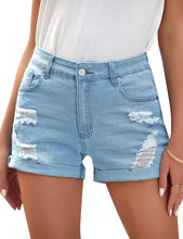 Vetinee Women's Mid Rise Frayed Raw Hem Ripped Destroyed Denim Shorts Jeans