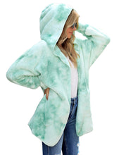 Vetinee Women Casual Fuzzy Fleece Hooded Cardigan Pocket Faux Fur Outerwear Coat