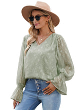 Vetinee Womens Long Sleeve Blouse Lace Shirt Chiffon Blouses Ruffle Sleeve Tops