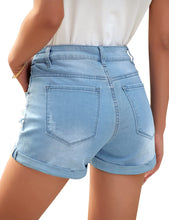 Vetinee Women's Mid Rise Frayed Raw Hem Ripped Destroyed Denim Shorts Jeans