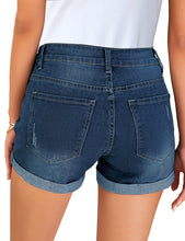 Vetinee Women's Mid Rise Frayed Raw Hem Ripped Destroyed Denim Shorts Jeans