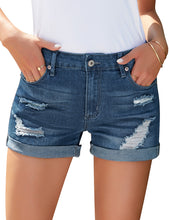 Vetinee Women's Mid Rise Frayed Raw Hem Ripped Destroyed Denim Shorts Jeans