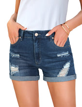 Vetinee Women's Mid Rise Frayed Raw Hem Ripped Destroyed Denim Shorts Jeans