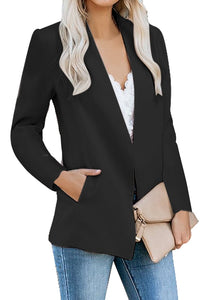 Vetinee Women's Open Front Pockets Blazer Long Sleeve Work Office Cardigan Jacket