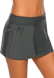 Vetinee Women's Zip Pocket High Waist Bikini Tankini Bottom Swim Skirt Swimsuit