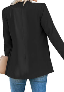 Vetinee Women's Open Front Pockets Blazer Long Sleeve Work Office Cardigan Jacket