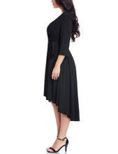 Plus Size Black High-Low Wrap Skater Dress