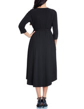 Plus Size Black High-Low Wrap Skater Dress