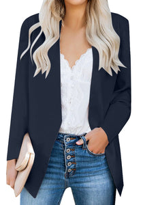 Vetinee Women's Open Front Pockets Blazer Long Sleeve Work Office Cardigan Jacket