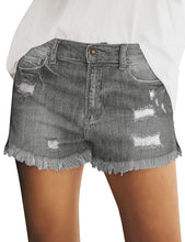 Vetinee Women's Mid Rise Frayed Raw Hem Ripped Destroyed Denim Shorts Jeans