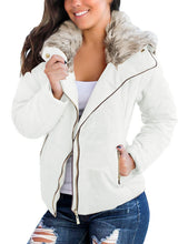 Vetinee Women Casual Faux Fur Lapel Zip Pockets Quilted Parka Jacket Puffer Coat