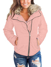 Vetinee Women Casual Faux Fur Lapel Zip Pockets Quilted Parka Jacket Puffer Coat