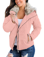 Vetinee Women Casual Faux Fur Lapel Zip Pockets Quilted Parka Jacket Puffer Coat