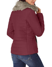 Vetinee Women Casual Faux Fur Lapel Zip Pockets Quilted Parka Jacket Puffer Coat