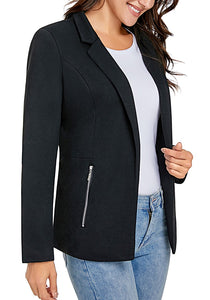 Vetinee Women's Open Front Pockets Blazer Long Sleeve Work Office Cardigan Jacket