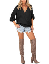 Vetinee Women's Deep V Neck Wrap Front Knit Long Sleeve Sweater Pullover Tops