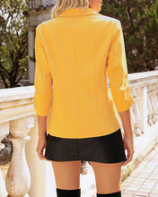 Vetinee Women's Point Collar Pocketed One Button Work Office Blazers Crop Sleeves Jacket Suits