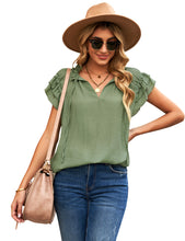 Vetinee Women's Casual Summer Blouses Classic V-Neck Flutter Cap Sleeve Tops