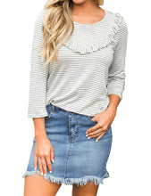 Vetinee Casual Short Denim Skirt for Women Summer Fall Frayed Raw Hem Jean Skirt