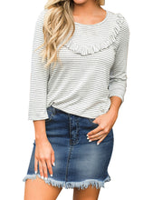 Vetinee Casual Short Denim Skirt for Women Summer Fall Frayed Raw Hem Jean Skirt