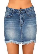 Vetinee Casual Short Denim Skirt for Women Summer Fall Frayed Raw Hem Jean Skirt