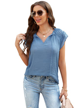 Vetinee Women's Casual Summer Blouses Classic V-Neck Flutter Cap Sleeve Tops