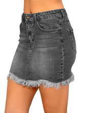 Vetinee Casual Short Denim Skirt for Women Summer Fall Frayed Raw Hem Jean Skirt
