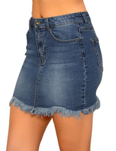 Vetinee Casual Short Denim Skirt for Women Summer Fall Frayed Raw Hem Jean Skirt