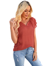 Vetinee Women's Casual Summer Blouses Classic V-Neck Flutter Cap Sleeve Tops