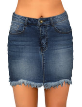 Vetinee Casual Short Denim Skirt for Women Summer Fall Frayed Raw Hem Jean Skirt