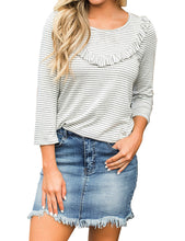 Vetinee Casual Short Denim Skirt for Women Summer Fall Frayed Raw Hem Jean Skirt