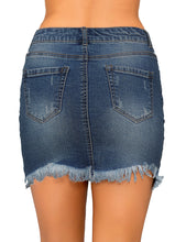Vetinee Casual Short Denim Skirt for Women Summer Fall Frayed Raw Hem Jean Skirt