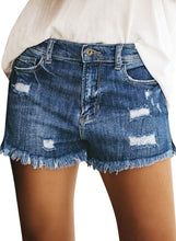 Vetinee Women's Mid Rise Frayed Raw Hem Ripped Destroyed Denim Shorts Jeans