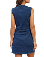 Vetinee Classic Denim Dress for Women Summer Sleeveless Button Down Fitted Dress
