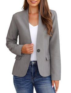 Vetinee Women's Black Blazers Button Down Open Front Business Casual Pockets Jacket Suits