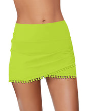 Vetinee Women's Tummy Control Ruched Bikini Bottoms Mid Rise Tassels Bathing Suit