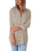 Vetinee Women's Casual Button Down Blouse Shirts Cuffed Sleeve Loose T-Shirt Tops