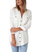 Vetinee Women's Casual Button Down Blouse Shirts Cuffed Sleeve Loose T-Shirt Tops