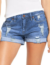 Vetinee Women's Mid Rise Frayed Raw Hem Ripped Destroyed Denim Shorts Jeans