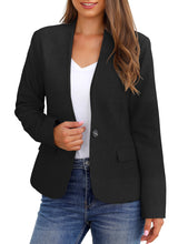 Vetinee Women's Black Blazers Button Down Open Front Business Casual Pockets Jacket Suits