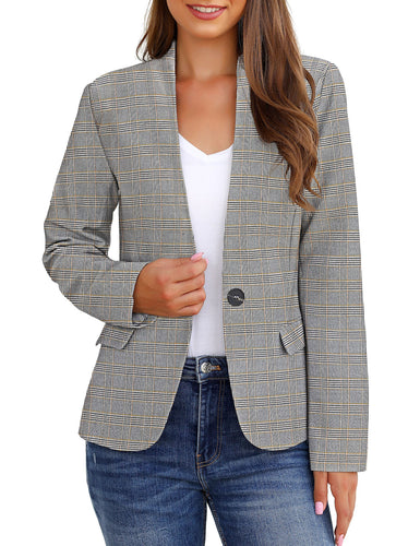 Vetinee Women's Black Blazers Button Down Open Front Business Casual Pockets Jacket Suits