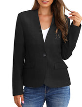 Vetinee Women's Black Blazers Button Down Open Front Business Casual Pockets Jacket Suits